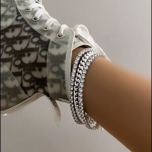 2.5mmSterling Silver Tennis Anklet Bracelet 9” 10”